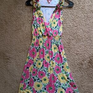 Lilly Pulitzer Floral Sleeveless Dress - Pink, Yellow, Green